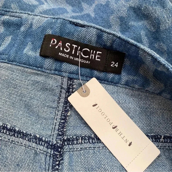 NWT Anthropologie Pastiche Megan High Rise Wide Leg Printed Flare Denim Jeans - Picture 14 of 17